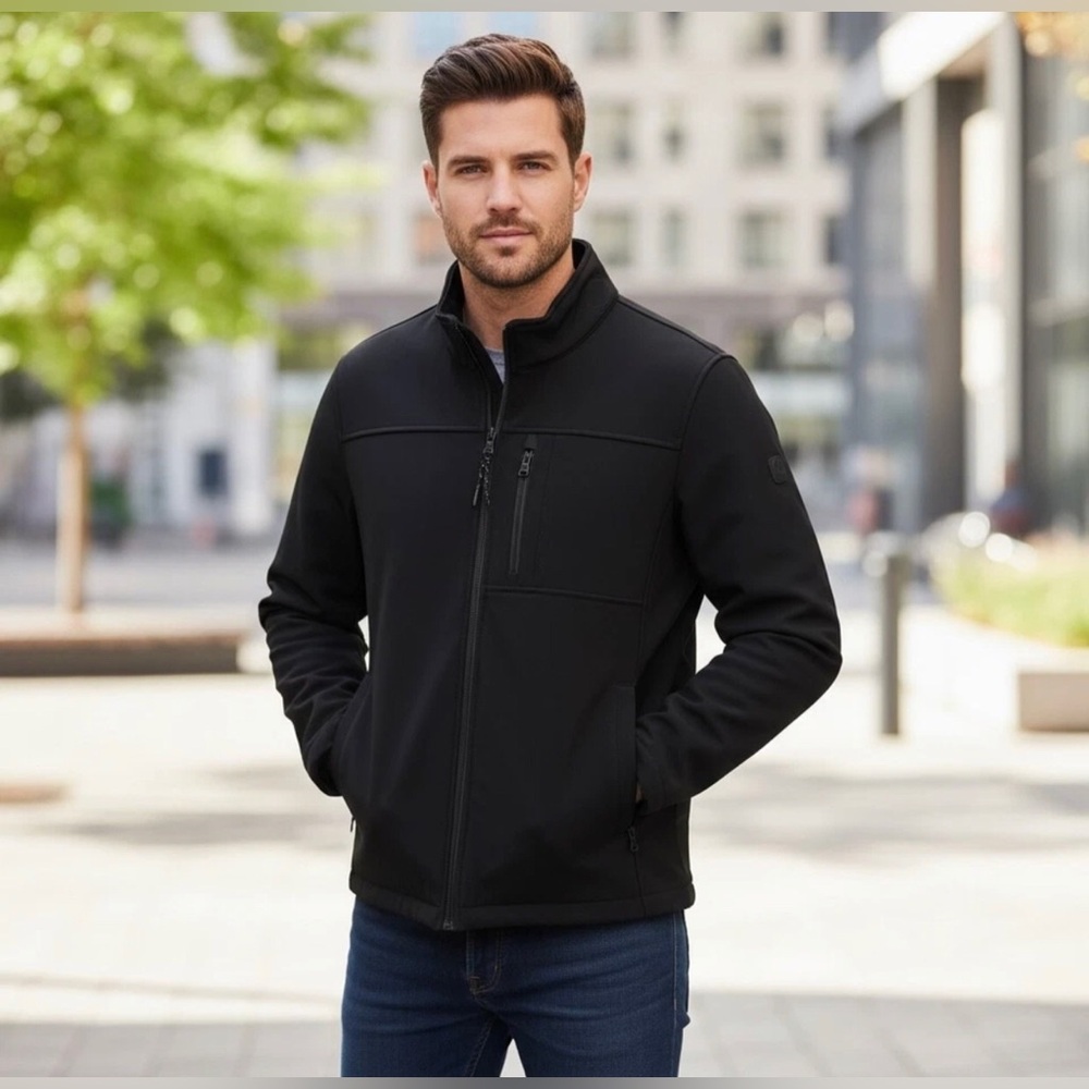 Calvin Klein Black Full Zip Outerwear Jacket Multi-season Layering H2O Friendly
